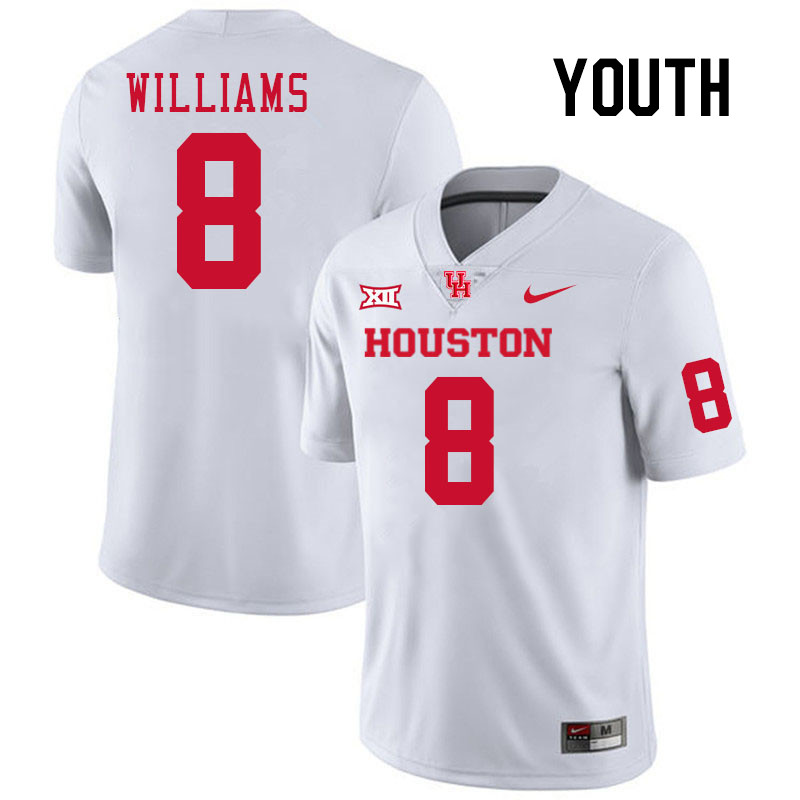 Youth #8 Devan Williams Houston Cougars College Football Jerseys Stitched-White